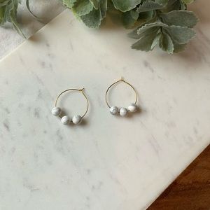 The Poppy - Neutral Marbled Dainty Hoops